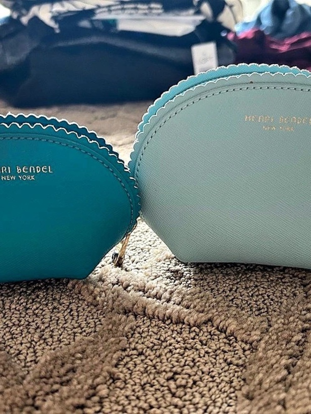 Henri Bendel Pouch Set in Blue & Green Like New